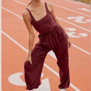 NWT Free People Inbound Burgundy Jumpsuit